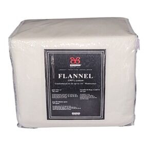 BIBB Home Heavy Cotton Flannel Sheet Set Queen Size Ivory 4pc Soft Cozy And Warm